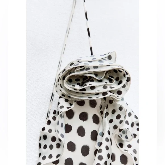 Zara RUFFLED SATIN EFFECT POLKA DOT DRESS - Picture 4 of 16